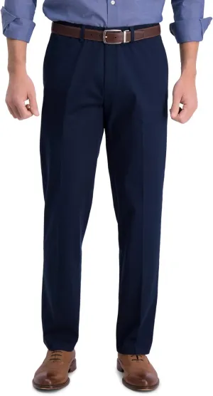 Haggar Men's Iron Free Premium Khaki Straight Fit Flat Front Flex Waistband Casual Pant