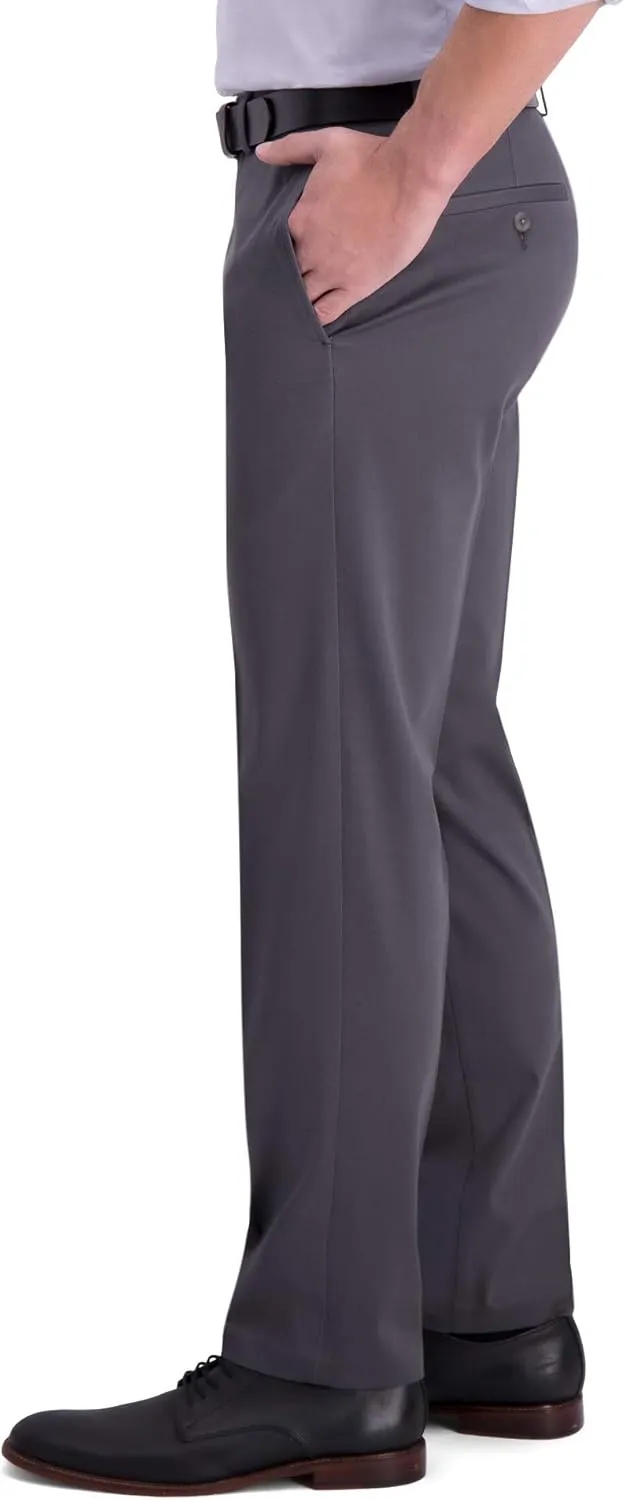Haggar Men's Iron Free Premium Khaki Straight Fit Flat Front Flex Waistband Casual Pant