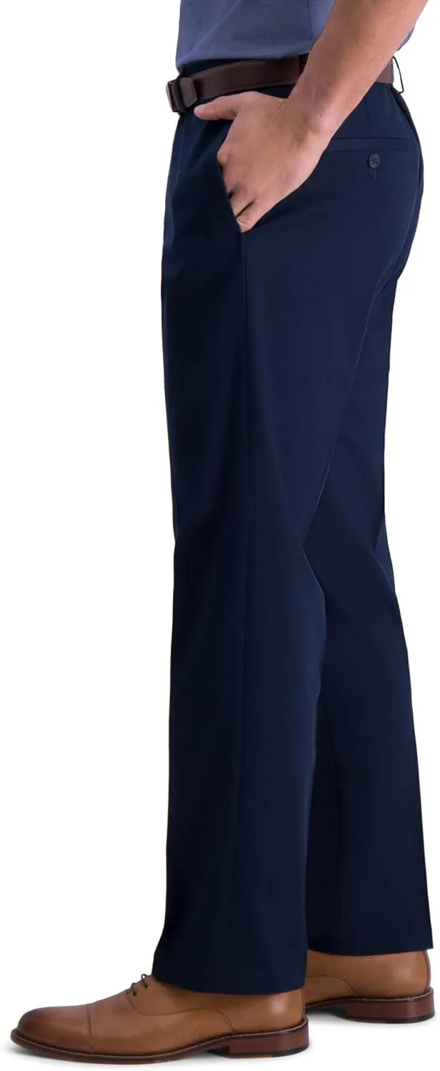 Haggar Men's Iron Free Premium Khaki Straight Fit Flat Front Flex Waistband Casual Pant