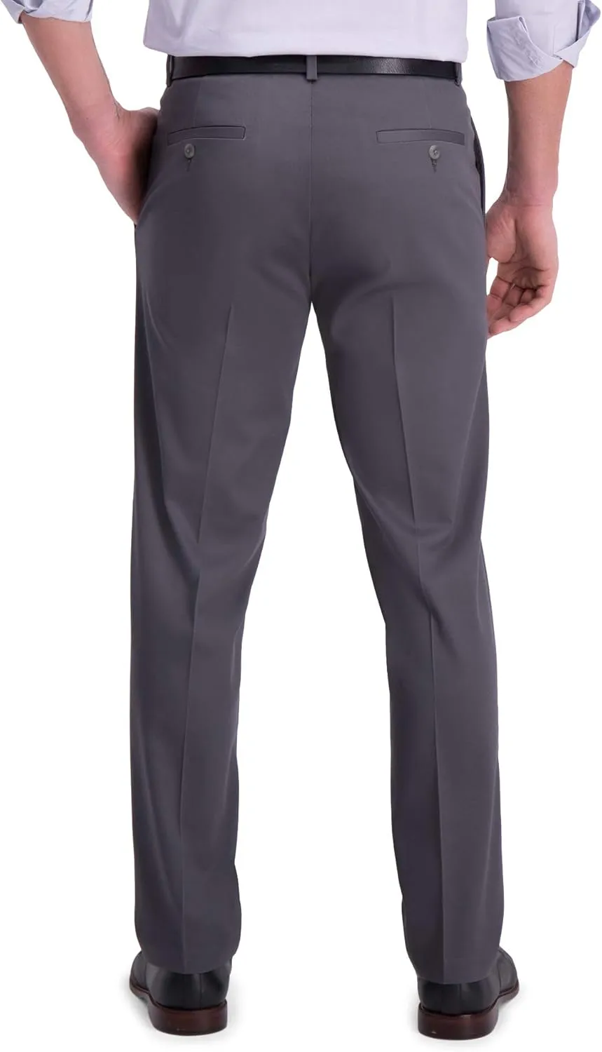 Haggar Men's Iron Free Premium Khaki Straight Fit Flat Front Flex Waistband Casual Pant
