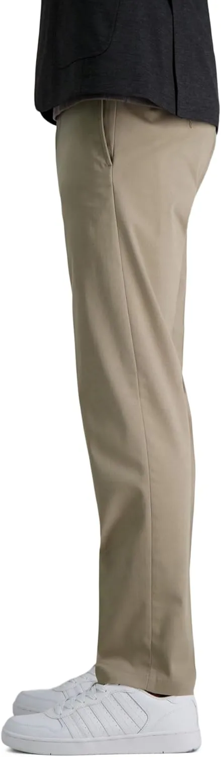 Haggar Men's Iron Free Premium Khaki Straight Fit Flat Front Flex Waistband Casual Pant