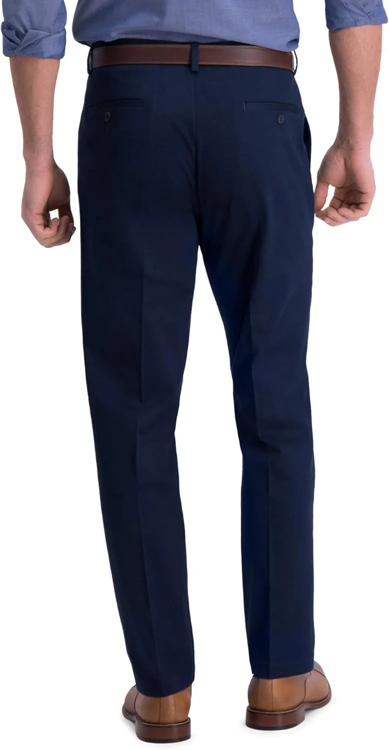 Haggar Men's Iron Free Premium Khaki Straight Fit Flat Front Flex Waistband Casual Pant