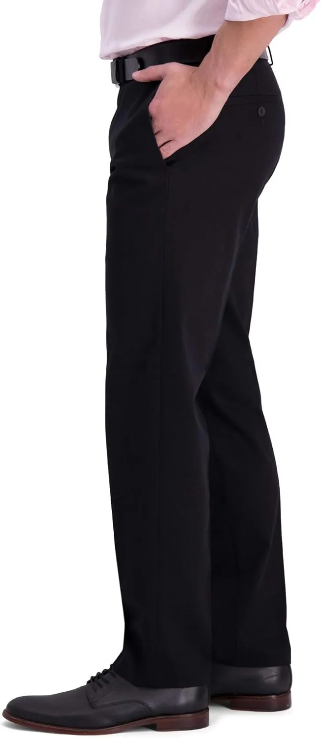 Haggar Men's Iron Free Premium Khaki Straight Fit Flat Front Flex Waistband Casual Pant