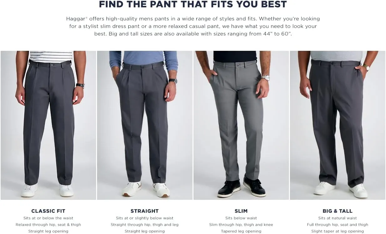 Haggar Men's Premium Comfort Khaki Pant - Multi-Fits Regular and Big & Tall Sizes