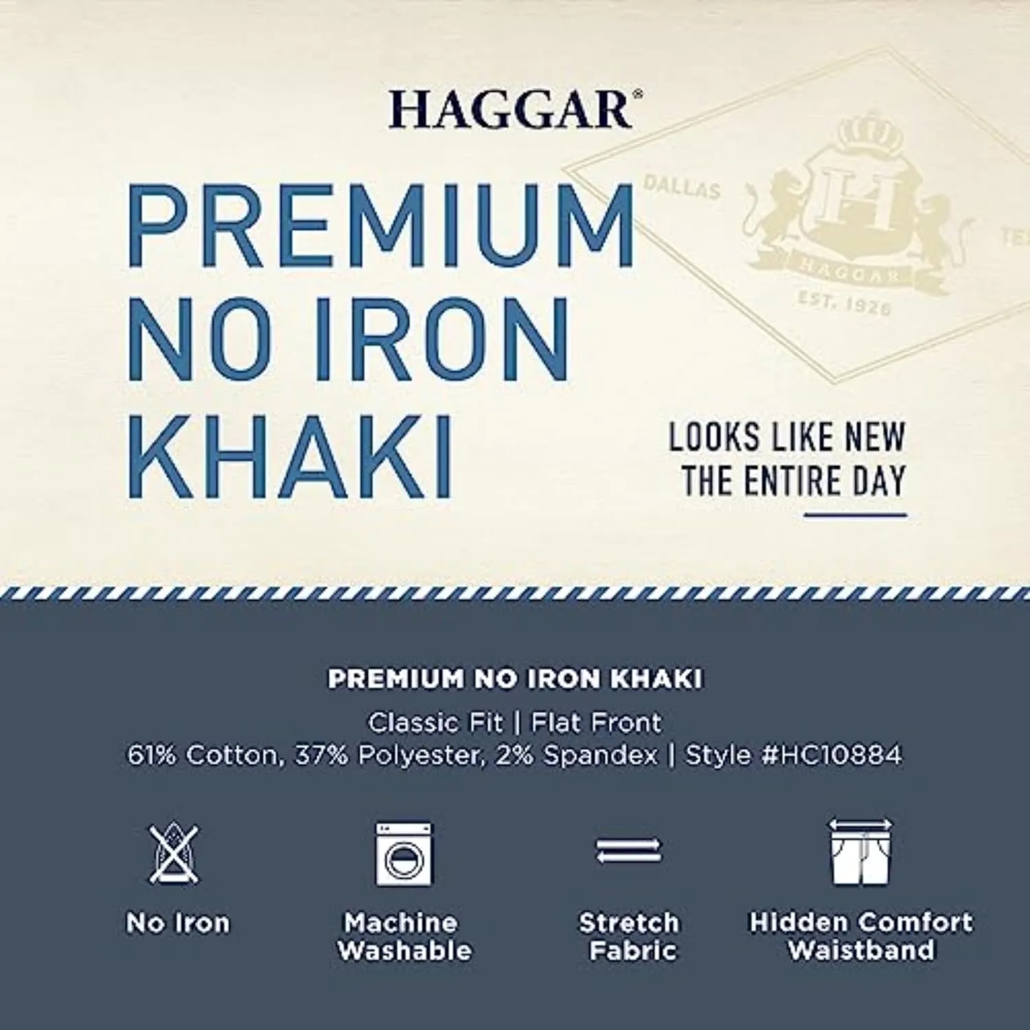 Haggar Men's Premium No Iron Khaki Classic Fit Expandable Waist Flat Front Pant (Regular and Big & Tall Sizes)