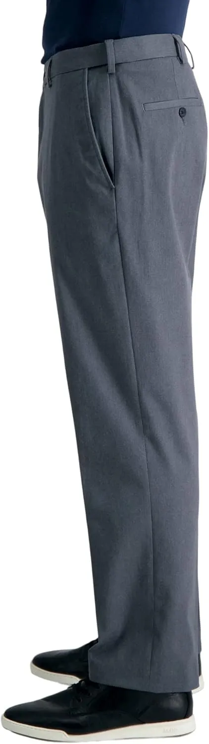 Haggar Men's Premium No Iron Khaki Classic Fit Expandable Waist Flat Front Pant (Regular and Big & Tall Sizes)