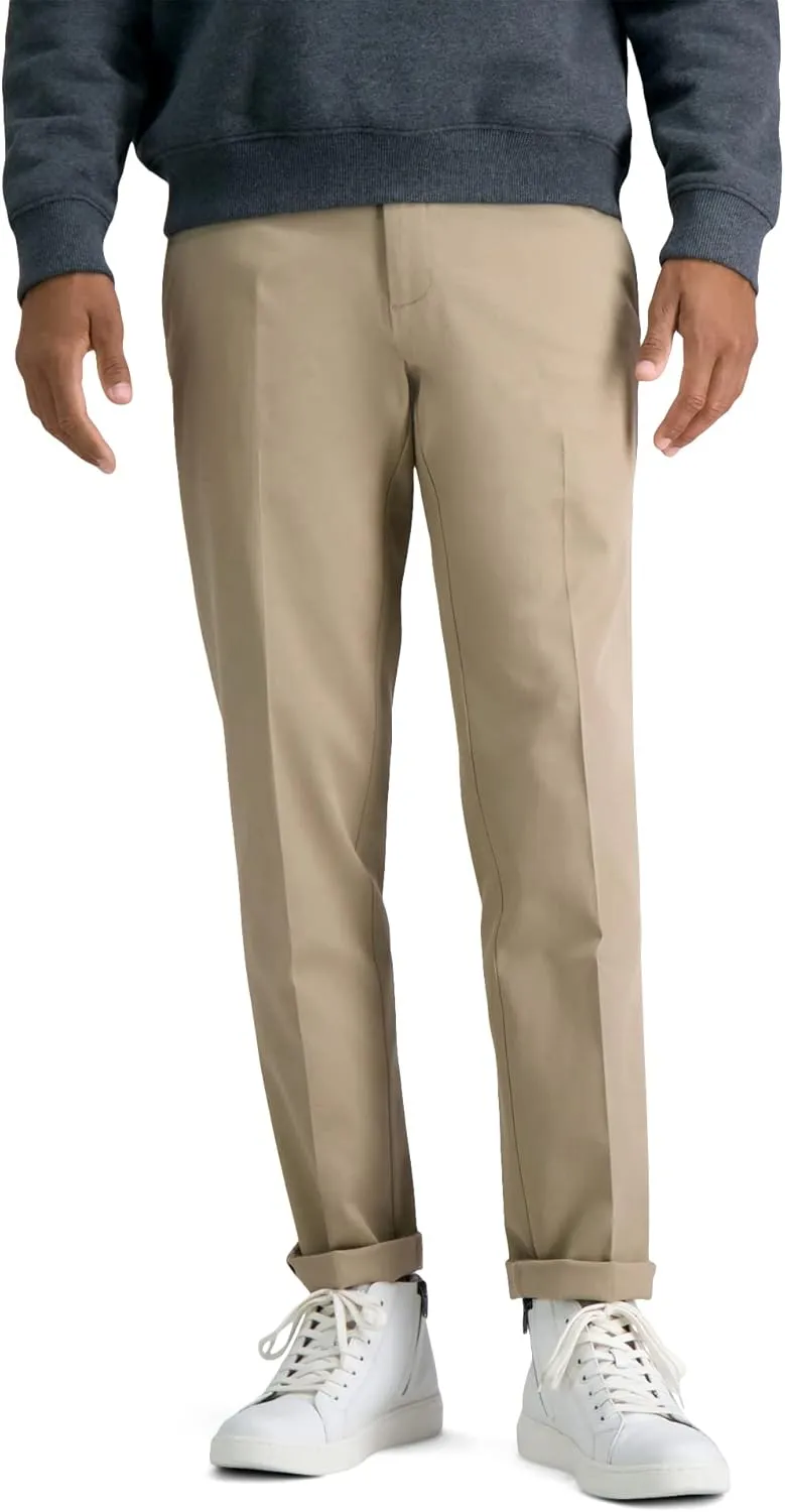 Haggar Men's Premium No Iron Khaki Slim Fit Flat Front Casual Pant