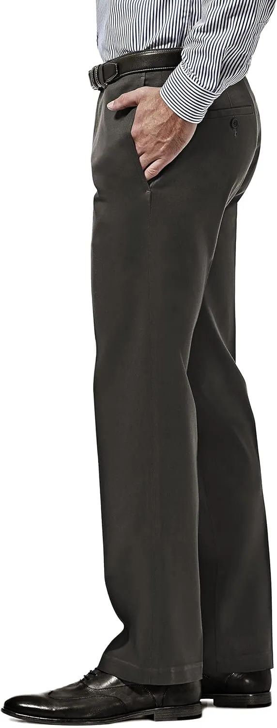 Haggar Men's Premium No Iron Khaki Straight Fit Flat Front Casual Pant