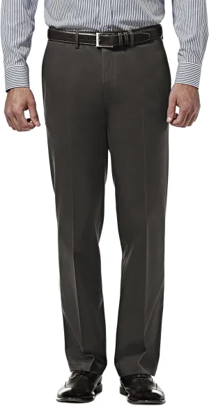 Haggar Men's Premium No Iron Khaki Straight Fit Flat Front Casual Pant