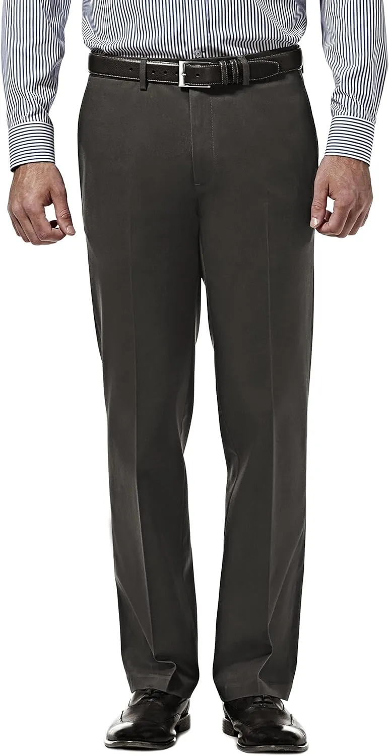 Haggar Men's Premium No Iron Khaki Straight Fit Flat Front Casual Pant