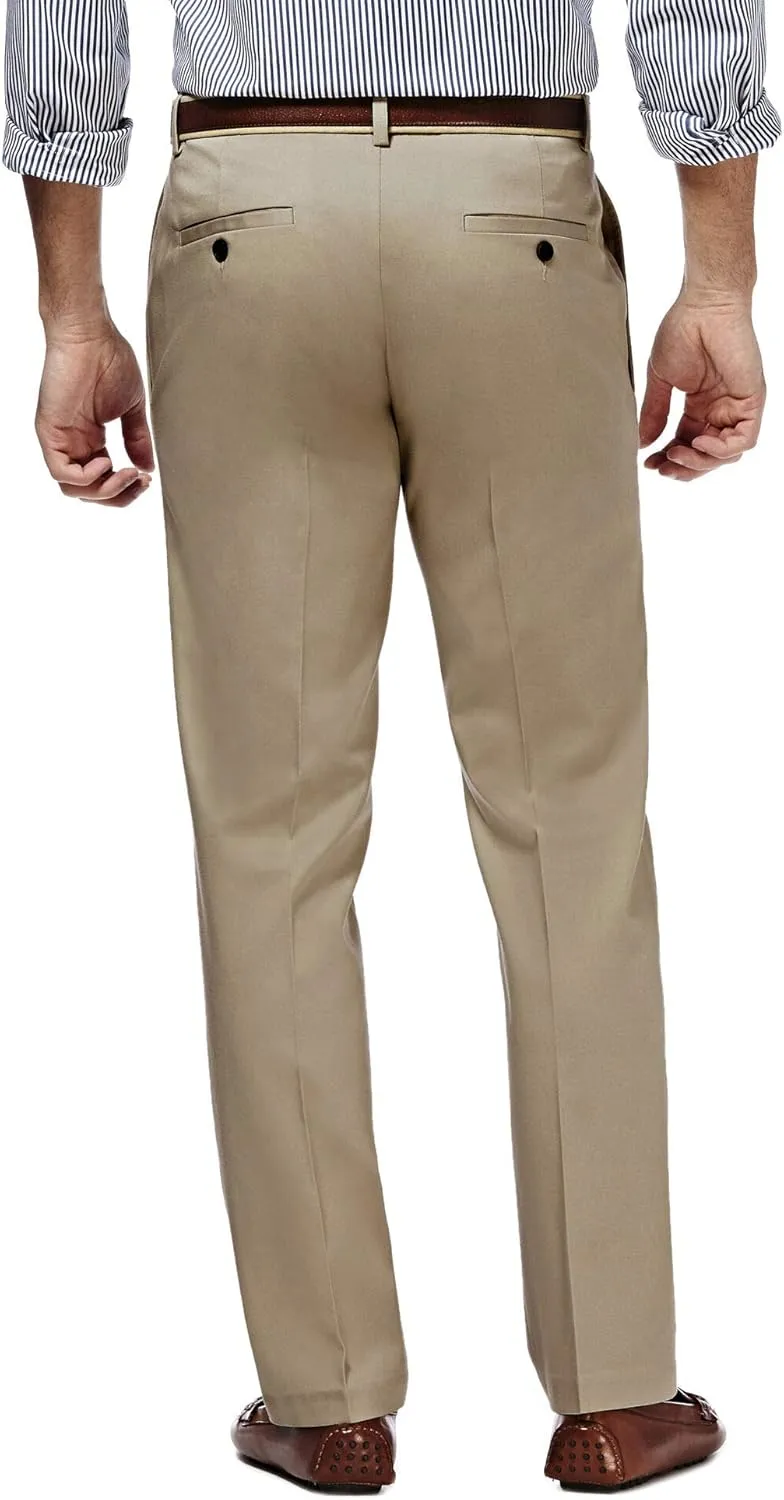 Haggar Men's Premium No Iron Khaki Straight Fit Flat Front Casual Pant