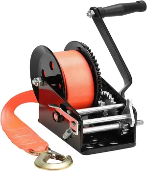 Hand Crank Winch, Heavy-Duty Manual Boat Trailer Winch with Safety Lock & Quick Release, Steel Construction W/Mounting Hardware for Marine Traile,for Trailer, Boat (Red 1)