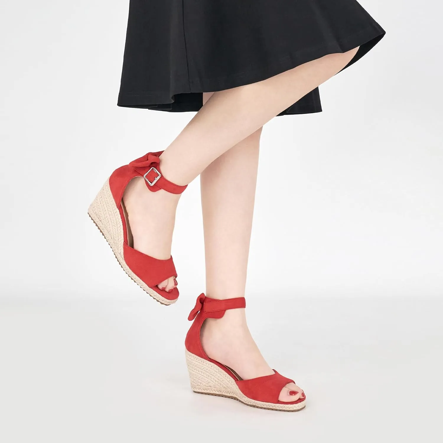 HARENCE Wedge Sandals for Women Shoes: Comfortable Espadrilles Platform Heels Ankle Strap Open Toe Buckle Dressy Summer Sandal