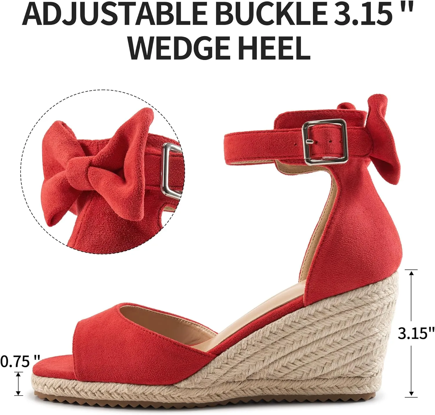 HARENCE Wedge Sandals for Women Shoes: Comfortable Espadrilles Platform Heels Ankle Strap Open Toe Buckle Dressy Summer Sandal