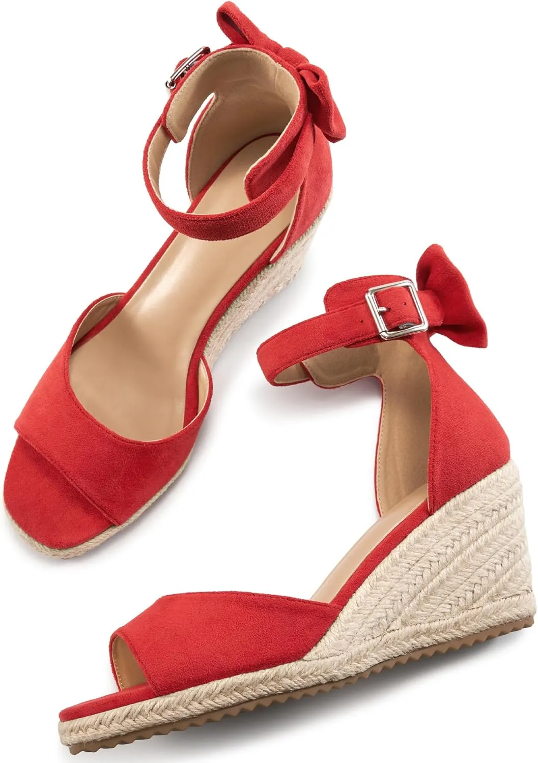 HARENCE Wedge Sandals for Women Shoes: Comfortable Espadrilles Platform Heels Ankle Strap Open Toe Buckle Dressy Summer Sandal