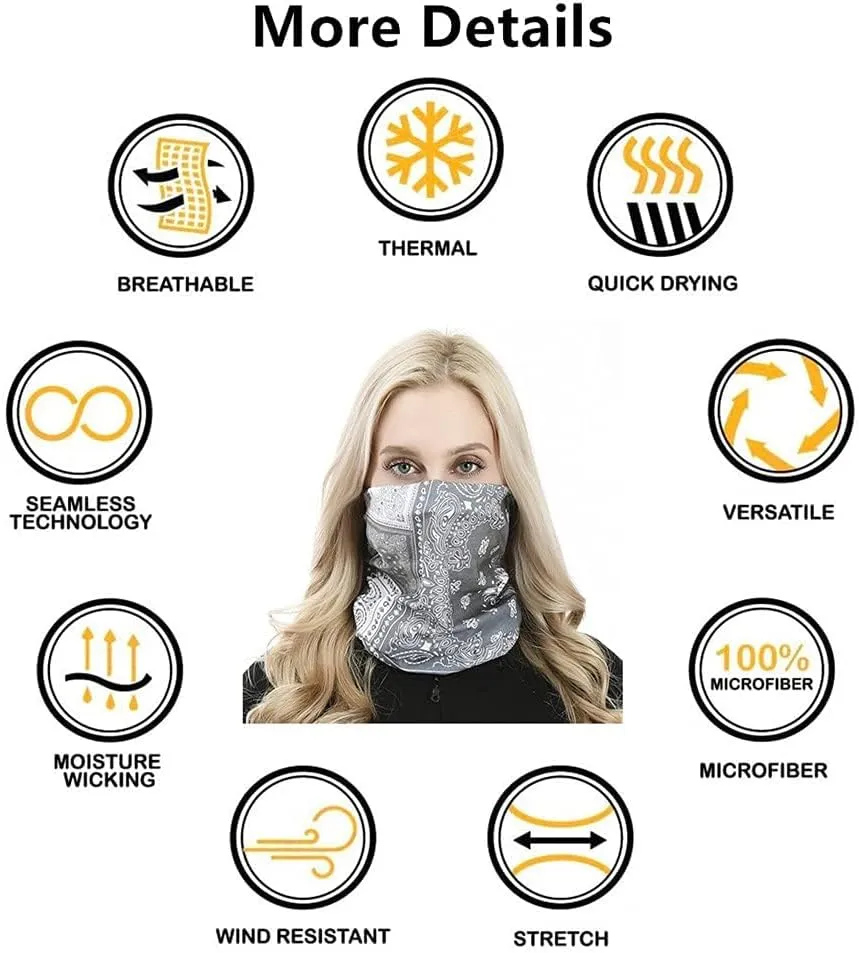 Headband Neck Gaiter Head Wrap Headwear Face Mask Magic Scarf Bandana for Men and Women