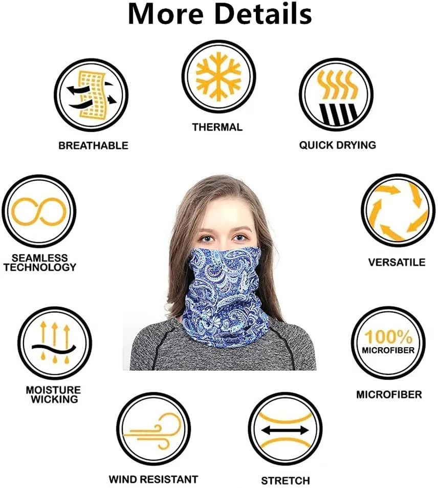 Headband Neck Gaiter Head Wrap Headwear Face Mask Magic Scarf Bandana for Men and Women