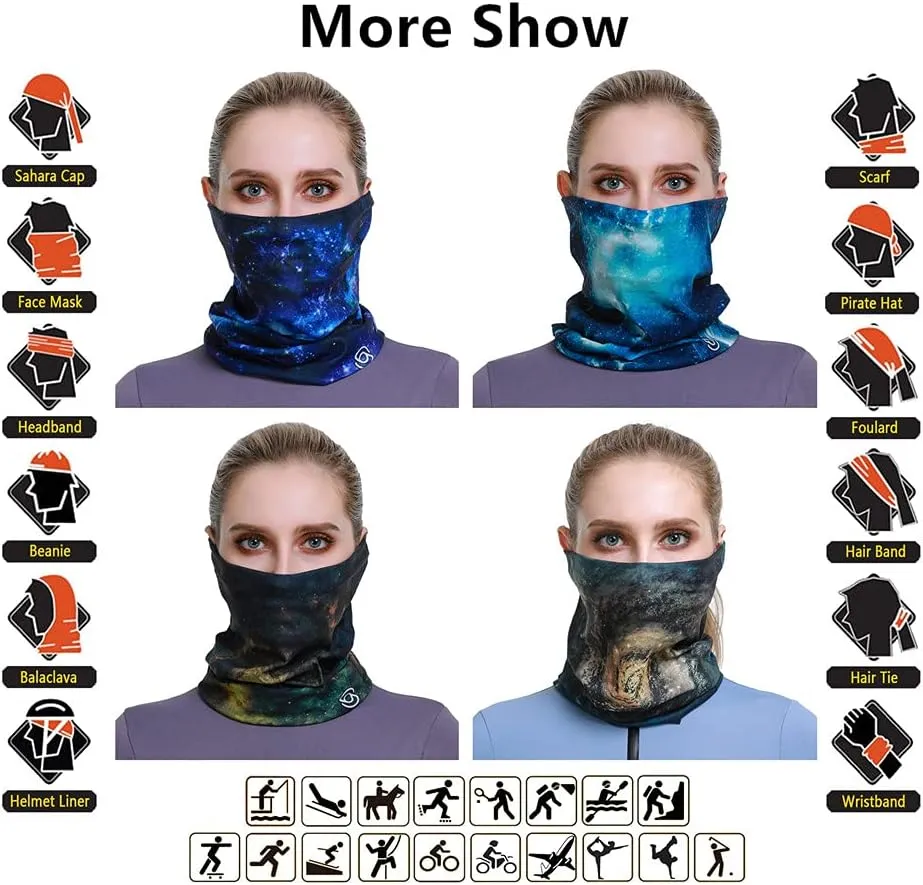 Headband Neck Gaiter Head Wrap Headwear Face Mask Magic Scarf Bandana for Men and Women