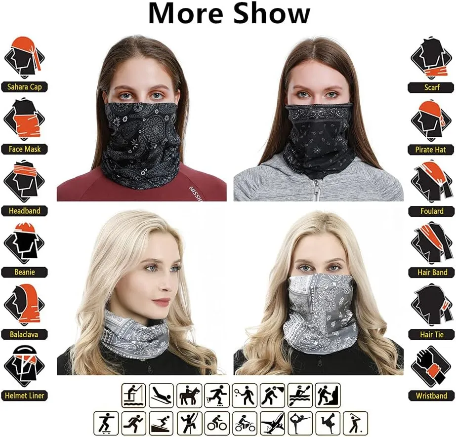 Headband Neck Gaiter Head Wrap Headwear Face Mask Magic Scarf Bandana for Men and Women