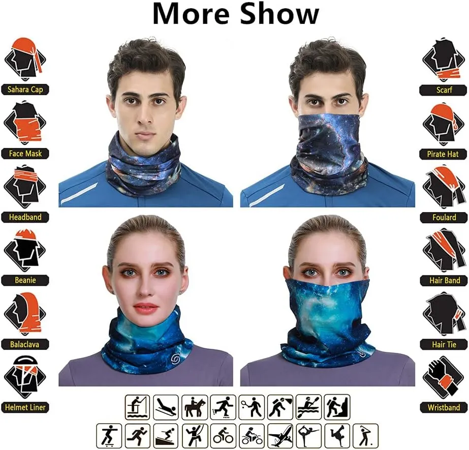Headband Neck Gaiter Head Wrap Headwear Face Mask Magic Scarf Bandana for Men and Women