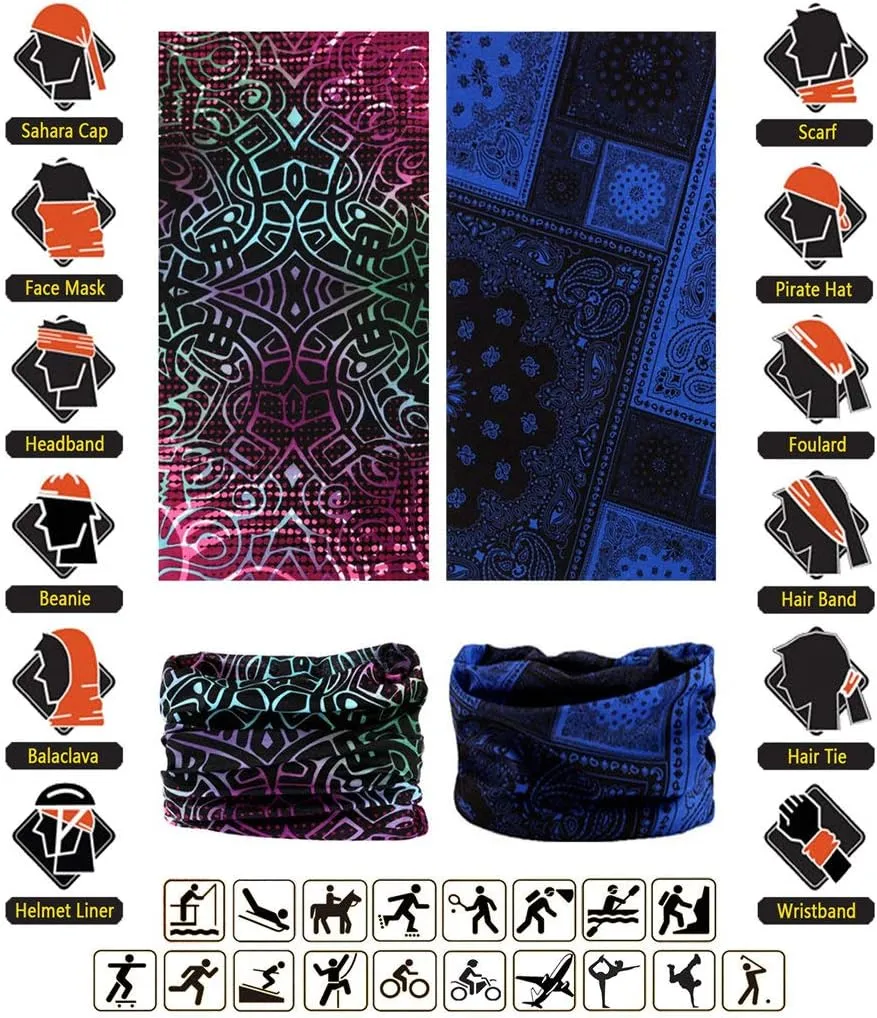 Headband Neck Gaiter Head Wrap Headwear Face Mask Magic Scarf Bandana for Men and Women