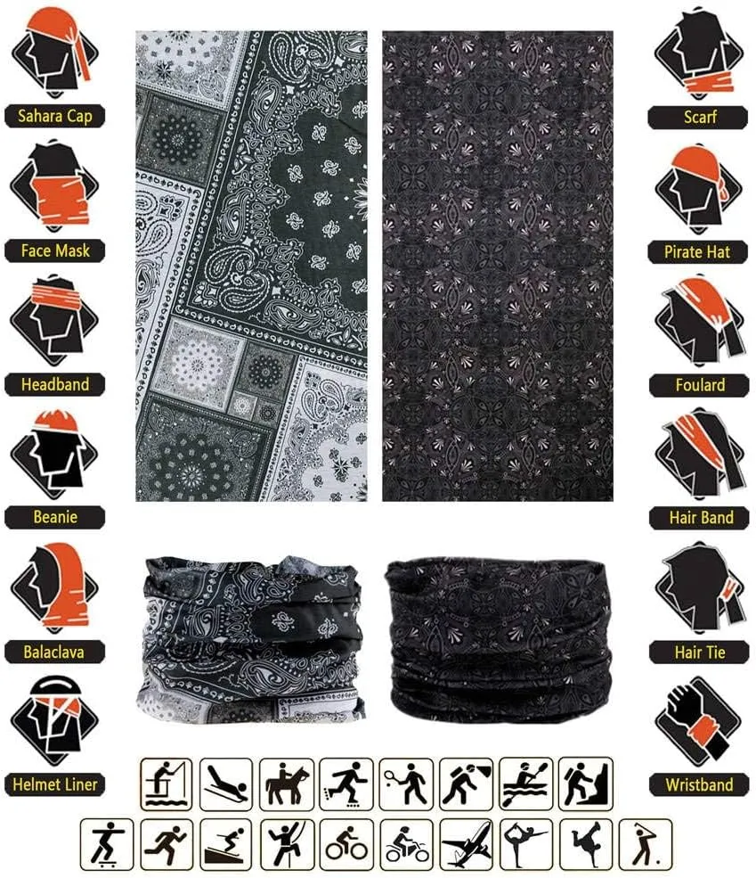Headband Neck Gaiter Head Wrap Headwear Face Mask Magic Scarf Bandana for Men and Women