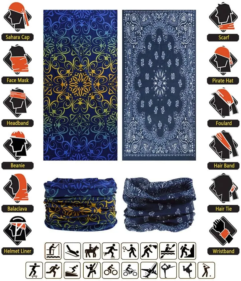 Headband Neck Gaiter Head Wrap Headwear Face Mask Magic Scarf Bandana for Men and Women