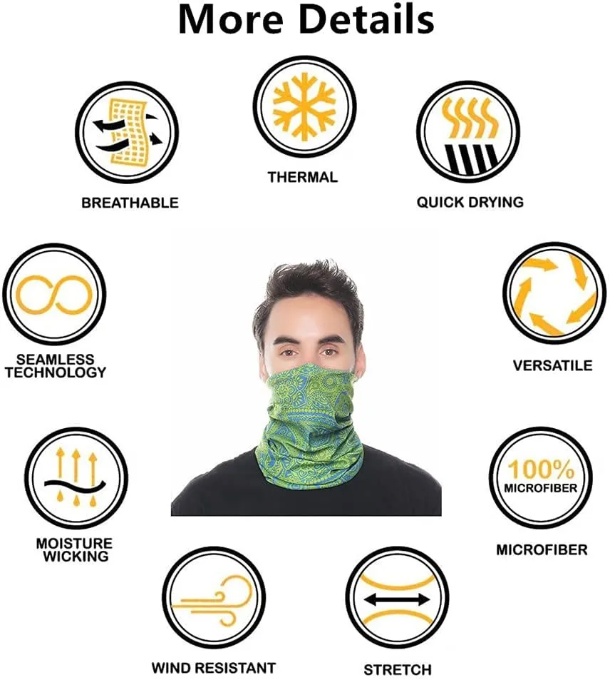 Headband Neck Gaiter Head Wrap Headwear Face Mask Magic Scarf Bandana for Men and Women