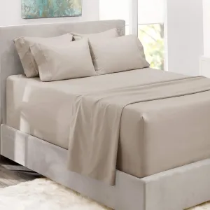 Hearth & Harbor Bed Sheets, Luxury Soft 6 Piece Bed Sheet Set Extra Deep Pocket Fitted Sheets Fits Mattress up to 21", Double Brushed Bedding Sheets & Pillowcases, Split King Natrual Linen