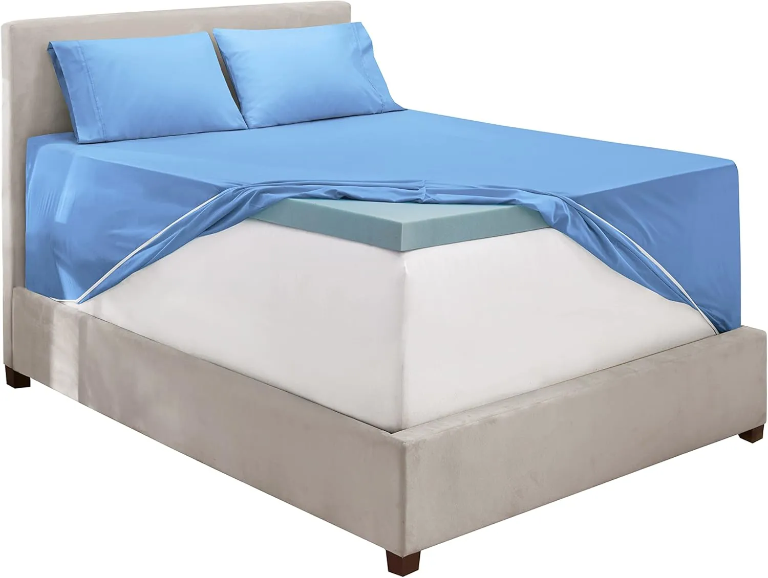 Hearth & Harbor Extra Deep Pocket California King Sheets - 4 Piece Hotel Luxury California King Sheet Set Fits Up to 24" Mattress - Ultra Soft Luxury Bed Sheet Set - Cal King, Calm Blue