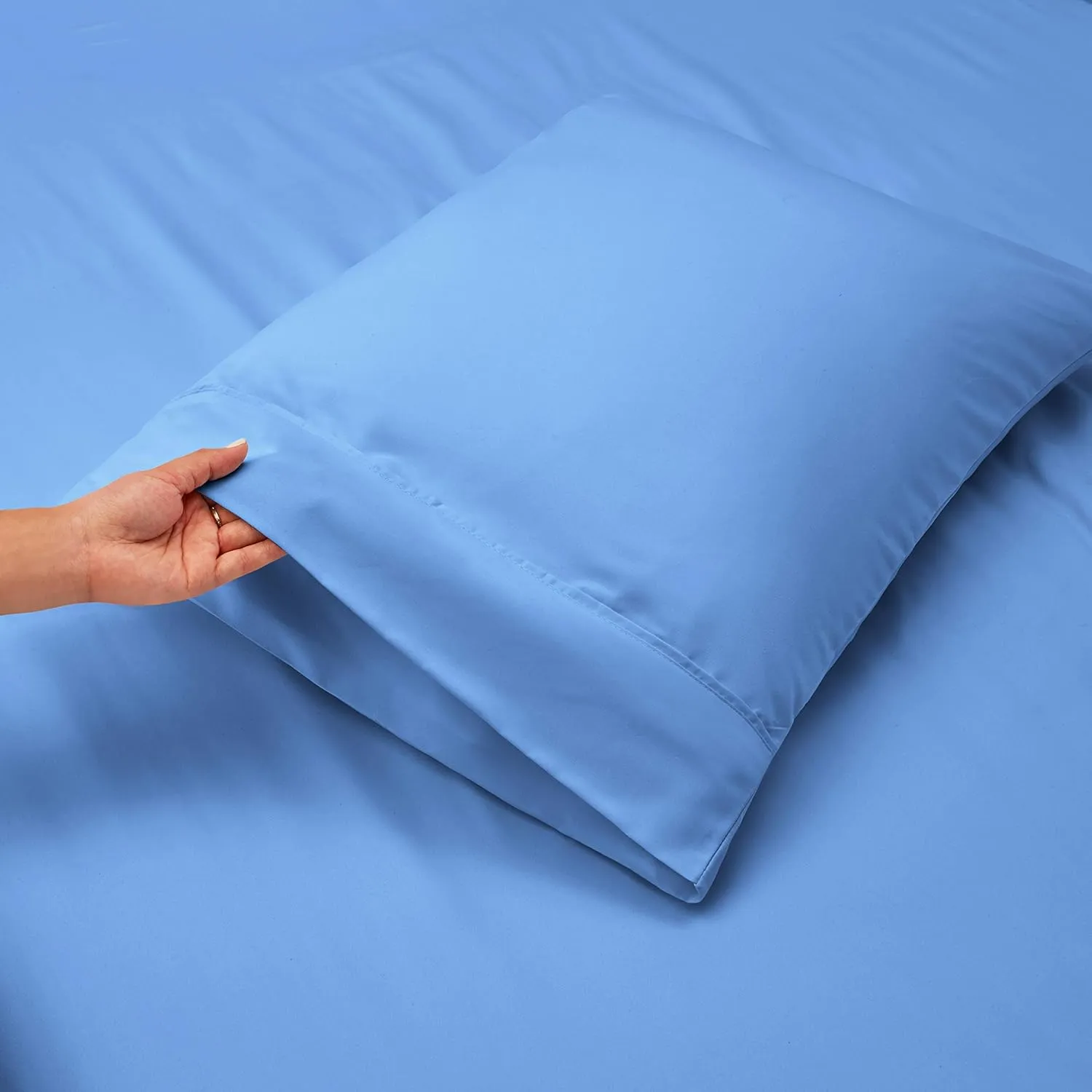 Hearth & Harbor Extra Deep Pocket California King Sheets - 4 Piece Hotel Luxury California King Sheet Set Fits Up to 24" Mattress - Ultra Soft Luxury Bed Sheet Set - Cal King, Calm Blue