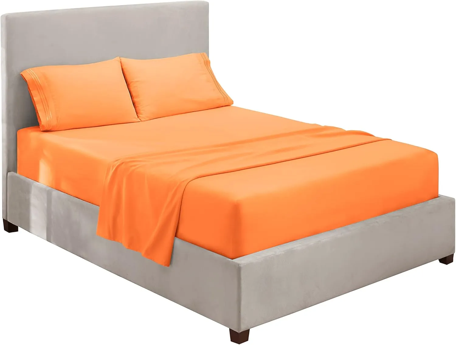 Hearth & Harbor King Size Sheets - 4 Piece Bed Sheet Set, Hotel Luxury Double Brushed Bed Sheets - Extra Soft Bedding Sheets & Pillowcases, King, Apricot Orange