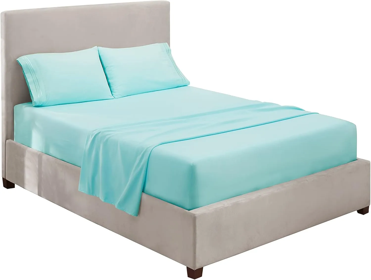 Hearth & Harbor King Size Sheets - 4 Piece Bed Sheet Set, Hotel Luxury Double Brushed Bed Sheets - Extra Soft Bedding Sheets & Pillowcases, King, Aqua Blue