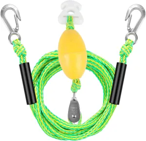 Heavy Duty Boat Tow Harness for Tubing, Water Sports Tow Rope for Boat Towables & Tubes, Self Centering Tow Harness Line with Clip Quick Connector & Stainless Steel Hooks