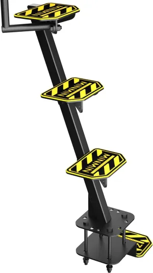 Heavy Duty Boat Trailer Steps – Rotating Anti-Fall Safety Handrail, 500LB Capacity, EVA Anti-Slip Mat, Rust Resistant, Adjustable for 3"-4" W x 5" H Trailer Tongues (4 Steps)