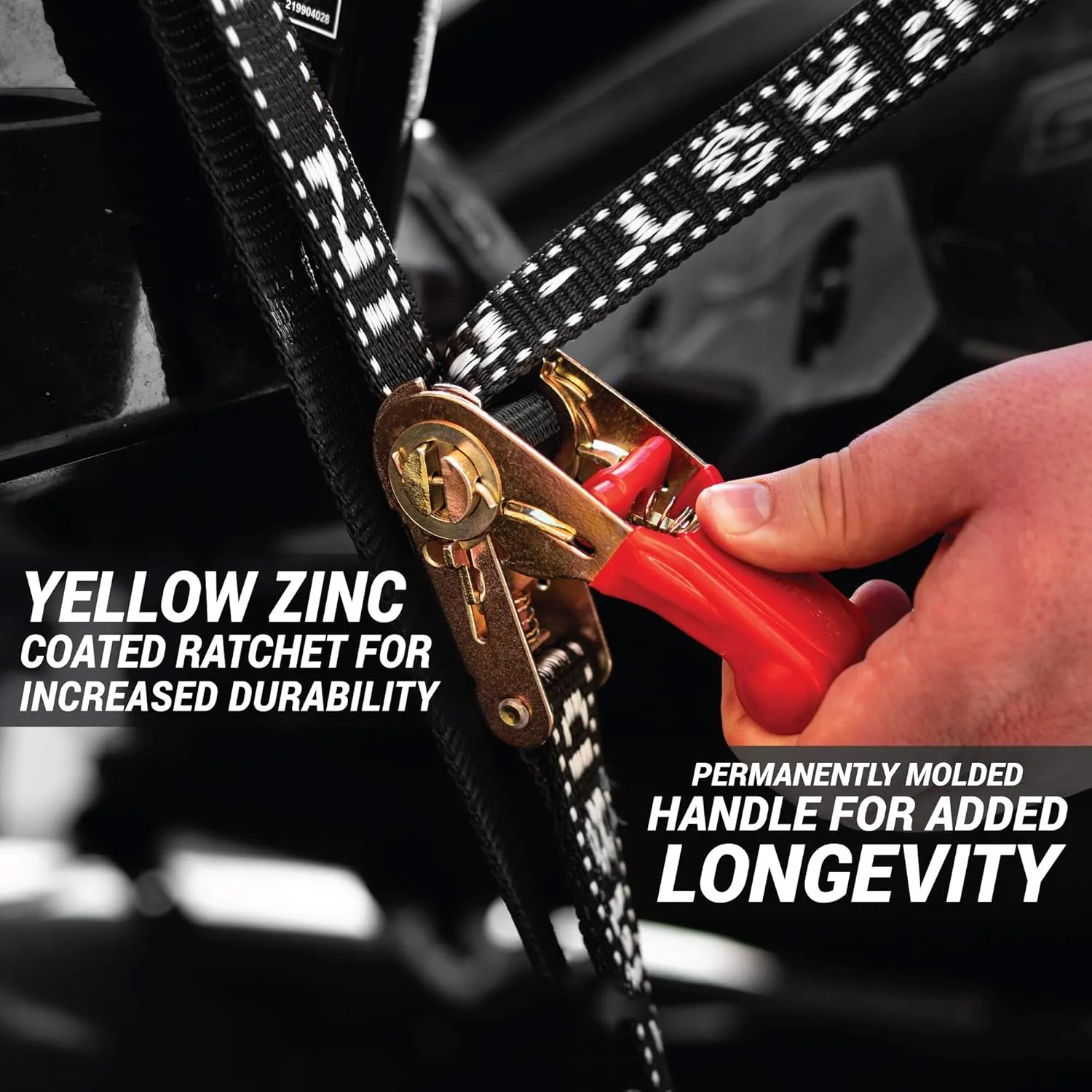 Heavy Duty Ratchet Boat Straps (Pack of 2) - 2,400lbs Break - 1" x 2.5' UV Treated Transom Tie Down Straps - Jet Ski Compatible