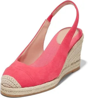 Heeled Toe Wedge Hassle-free Cloudfeel Heeled Cole Haan Geranium Cap Suede Slingback Sandals Cost-efficient
