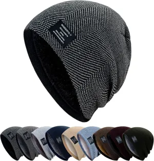 HiRui Winter Beanie Hats for Men Women Knit Fleece Lined Warm Slouchy Skull Cap