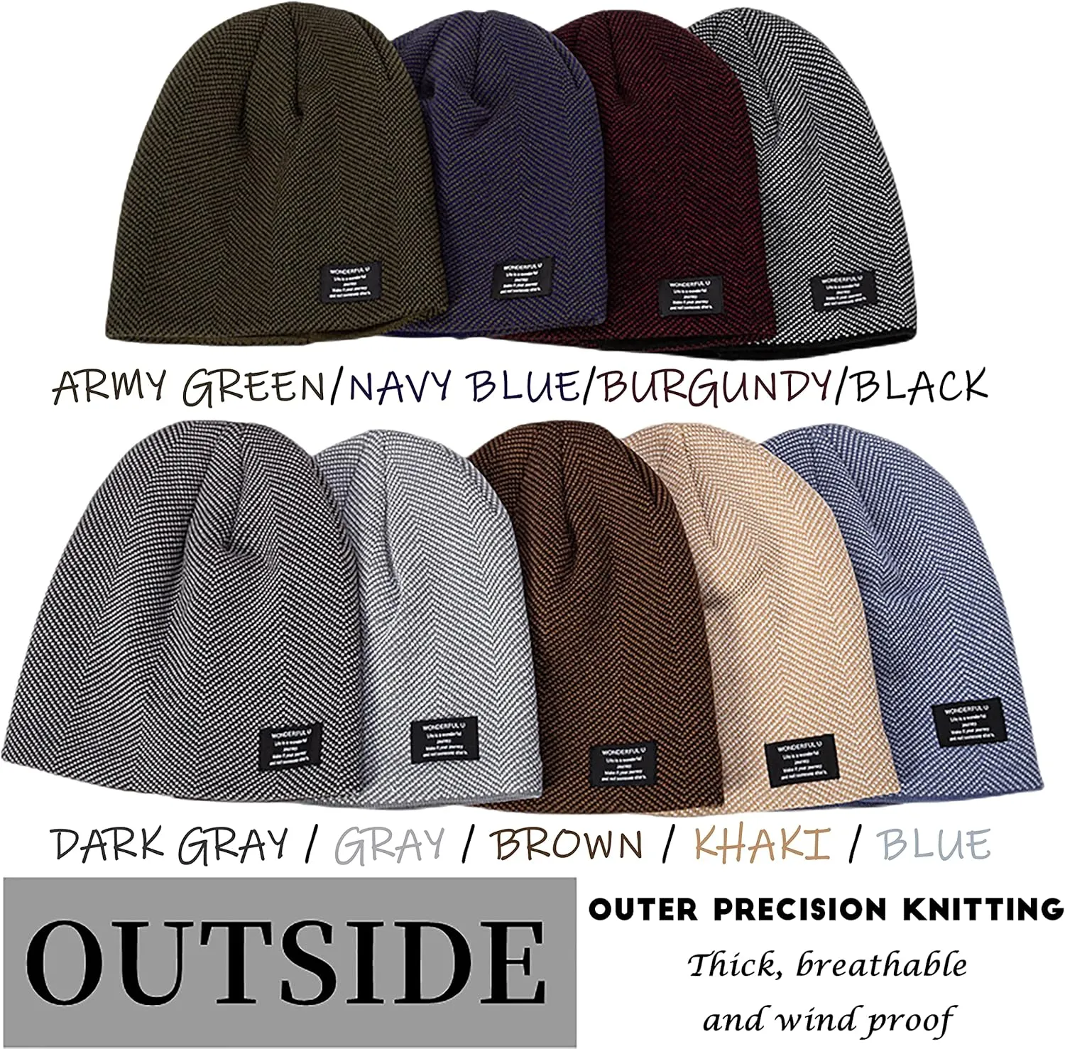HiRui Winter Beanie Hats for Men Women Knit Fleece Lined Warm Slouchy Skull Cap