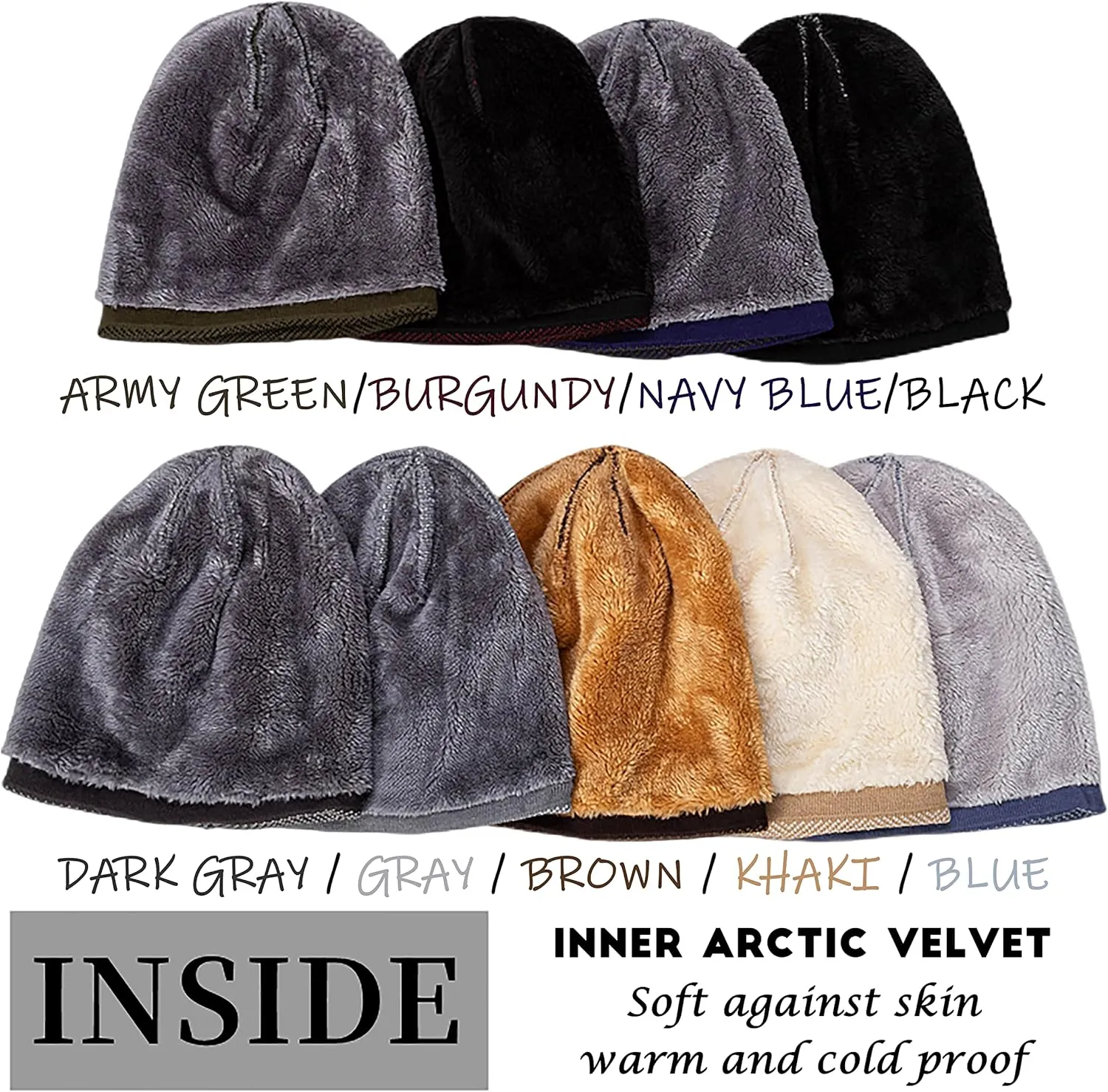 HiRui Winter Beanie Hats for Men Women Knit Fleece Lined Warm Slouchy Skull Cap