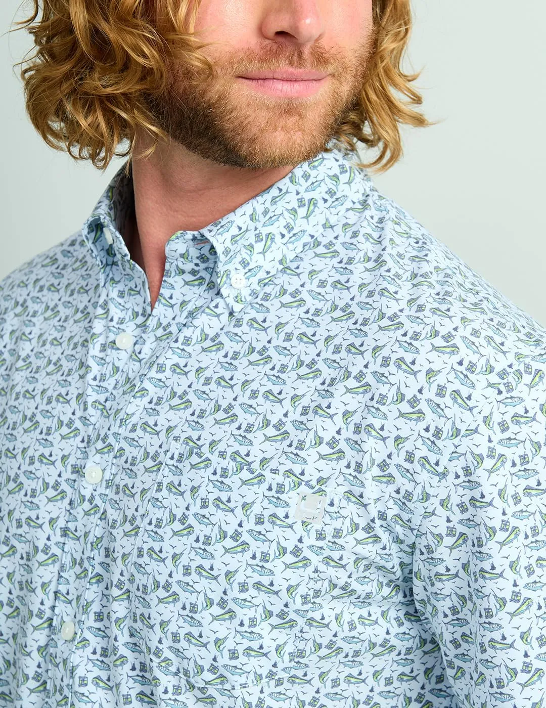 HUK Kona Solid Short Sleeve Fishing Button Down Shirt for Men