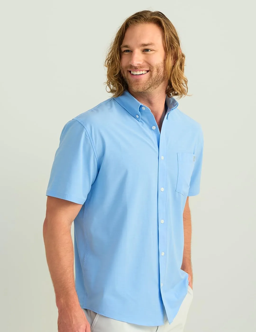 HUK Men's Kona Solid Short Sleeve Fishing Button Down Shirt