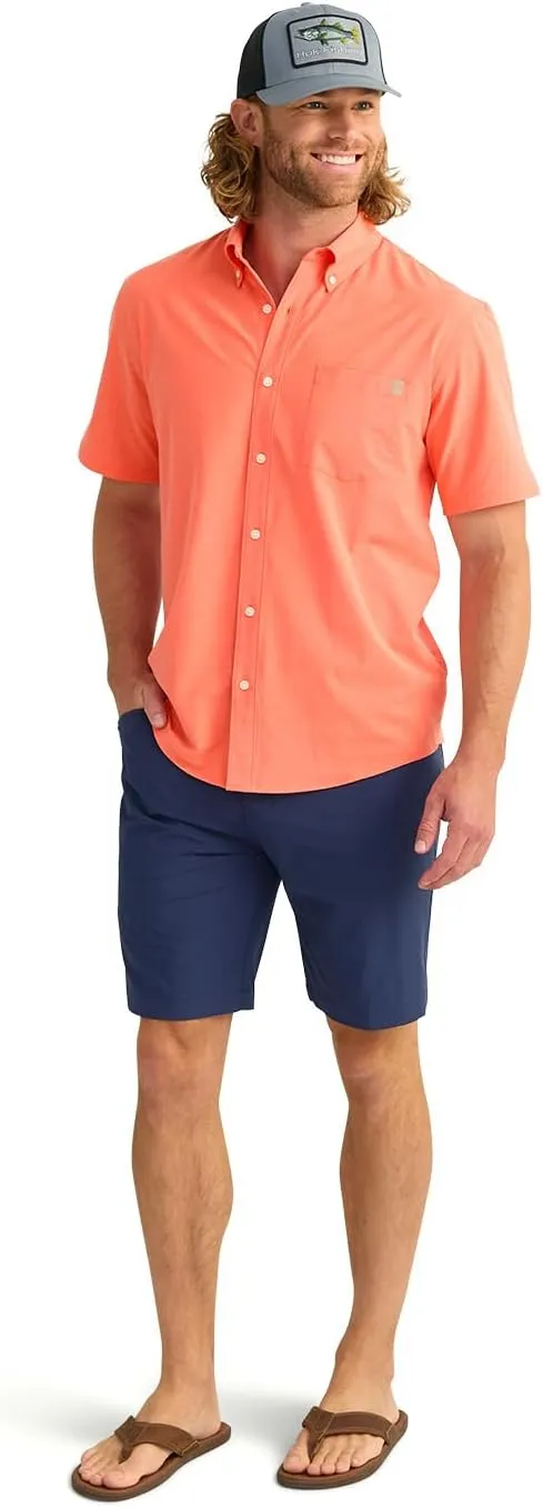 HUK Men's Kona Solid Short Sleeve Fishing Button Down Shirt