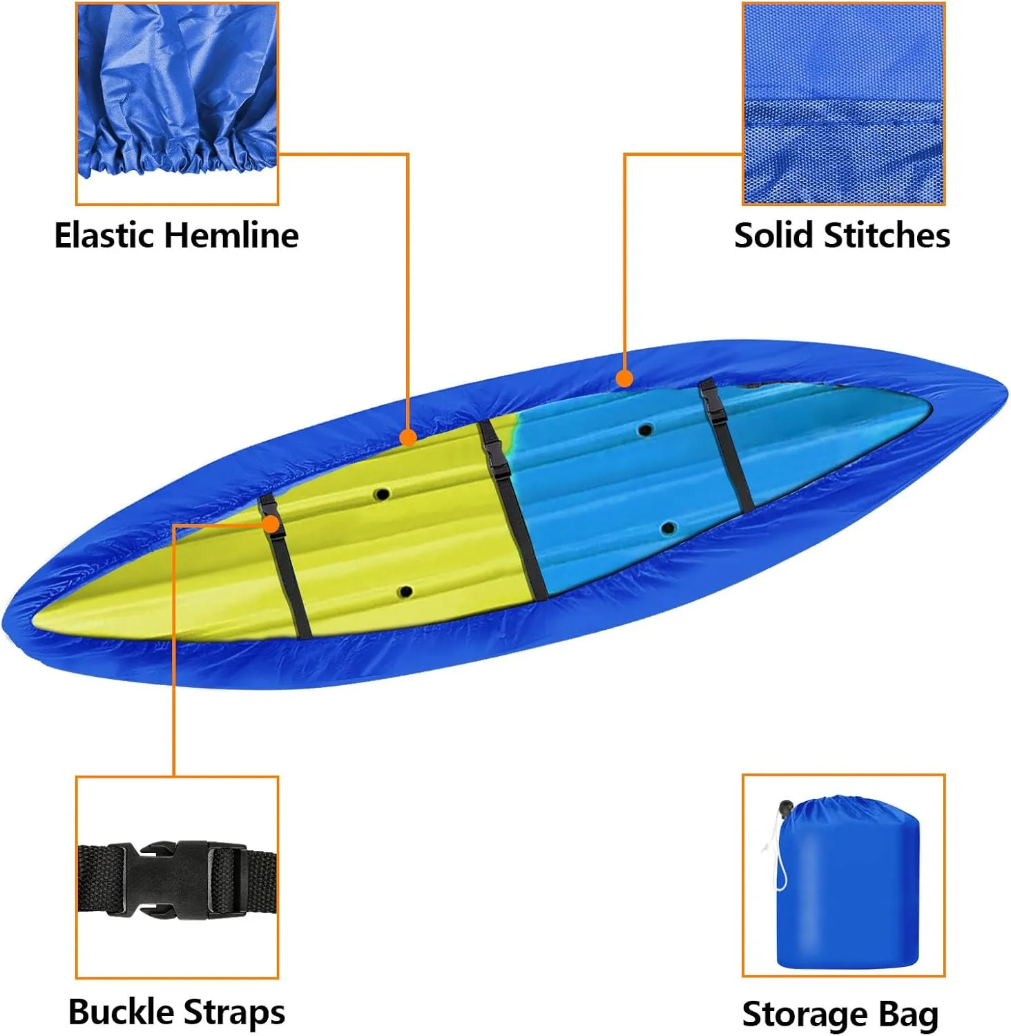 i Cover Kayak, Outdoor Storage Heavy Duty Waterproof, UV Resistant Boats Covers Fits 13.8-15ft Kayaks, Canoes, SUP, Paddle Board, and Fishing Boat