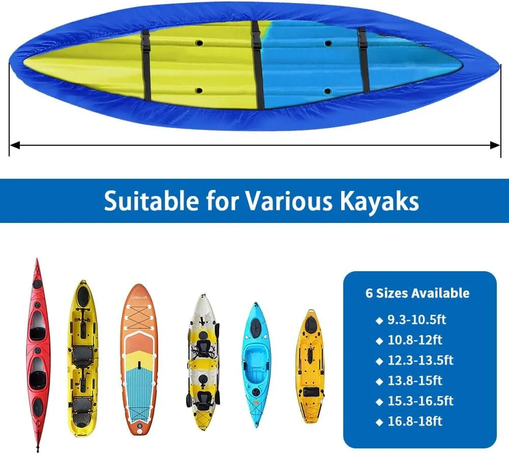 i Cover Kayak, Outdoor Storage Heavy Duty Waterproof, UV Resistant Boats Covers Fits 13.8-15ft Kayaks, Canoes, SUP, Paddle Board, and Fishing Boat