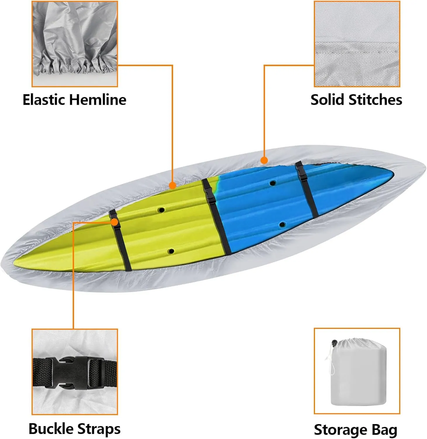 i Cover Kayak, Outdoor Storage Heavy Duty Waterproof, UV Resistant Boats Covers Fits 9.3-10.5ft Kayaks, Canoes, SUP, Paddle Board, and Fishing Boat