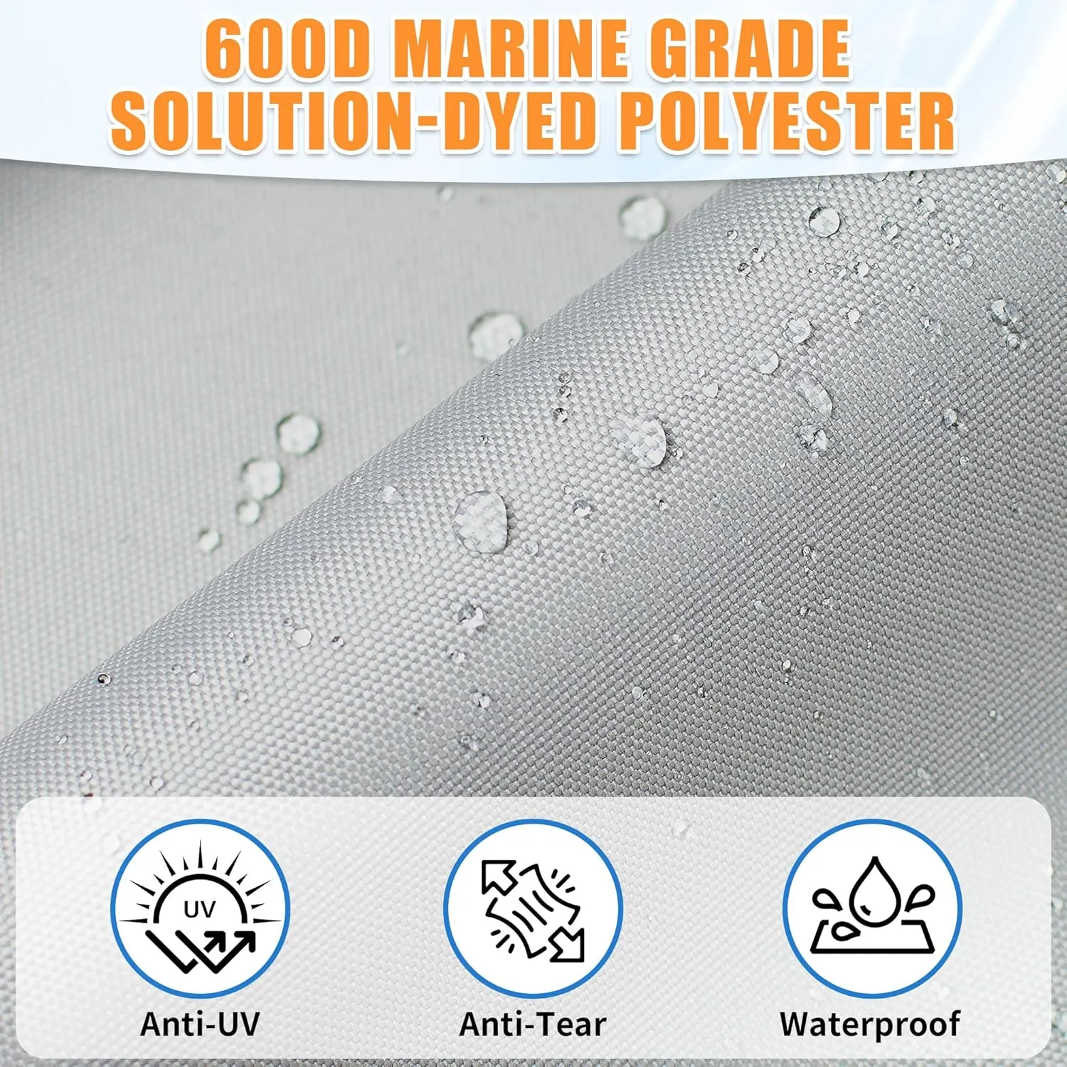 iCOVER T-Top Boat Cover, 600D Heavy Duty Marine Grade Waterproof Tear Resistant, Hard Top/T Top Boat Cover for Center Console Boat with T TOP Roof, Fits 18'-20' Long Beam Width up to 106", Grey