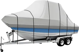 iCOVER T-Top Boat Cover, 600D Heavy Duty Marine Grade Waterproof Tear Resistant, Hard Top/T Top Boat Cover for Center Console Boat with T TOP Roof, Fits 18'-20' Long Beam Width up to 106", Grey