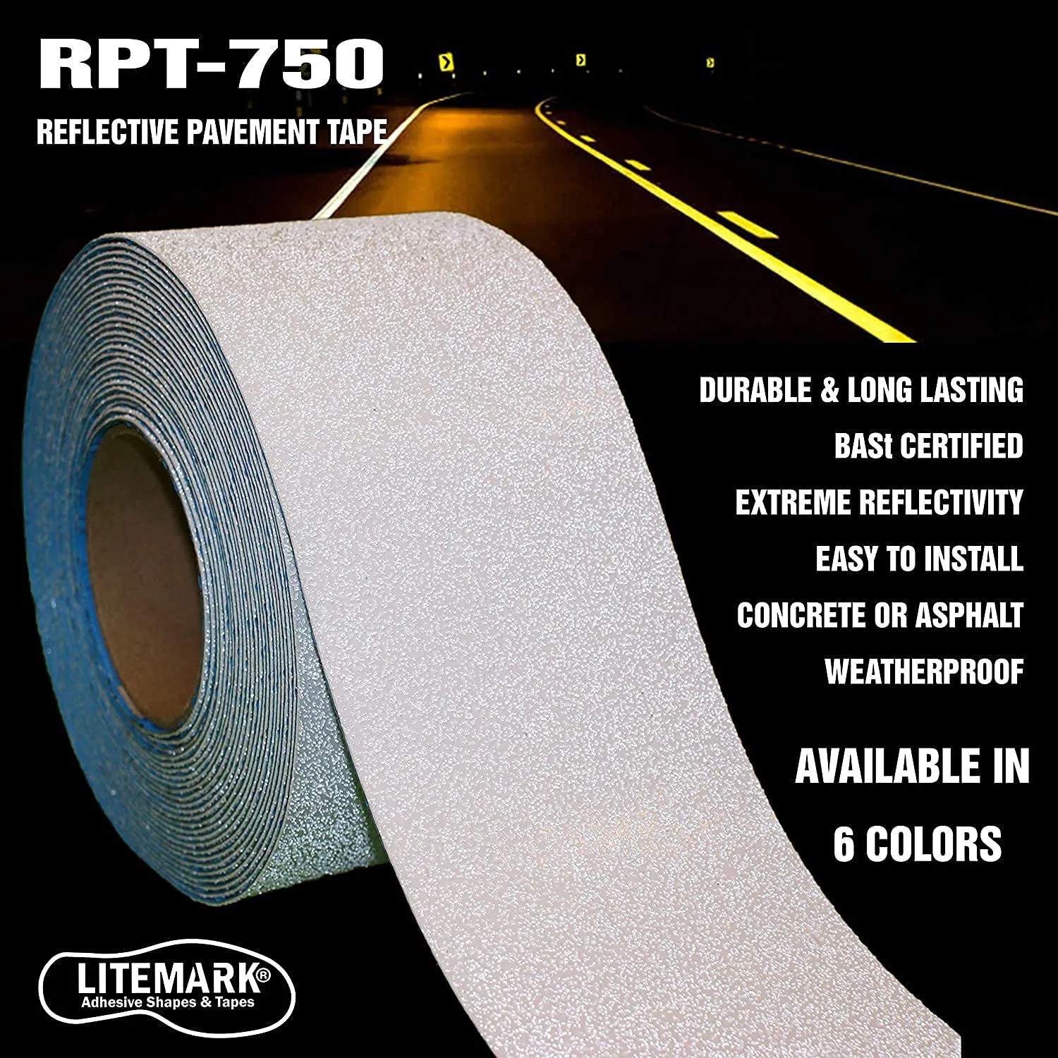 ifloortape DuraMark RPT-750 Yellow Reflective Pavement Marking Tape – Bast Certified Slip Resistant Premium Durability Outdoor Heavy-Duty Rubber Base (12 Inches x 108 Feet per Roll)