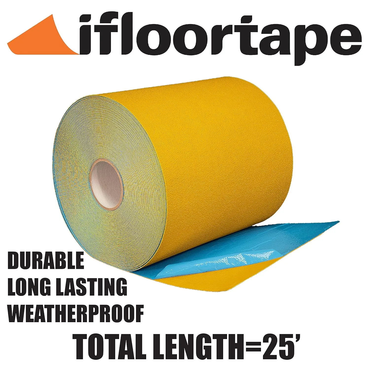 ifloortape DuraMark RPT-750 Yellow Reflective Pavement Marking Tape – Bast Certified Slip Resistant Premium Durability Outdoor Heavy-Duty Rubber Base (12 Inches x 108 Feet per Roll)